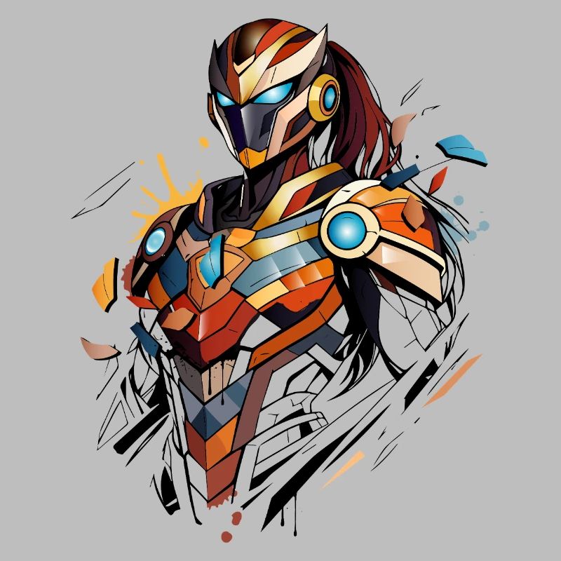 Futuristic sci-fi heroine in comic book style