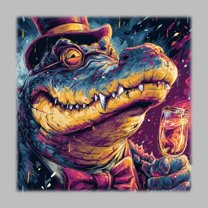 Gentleman Crocodile with Top Hat & Champus
