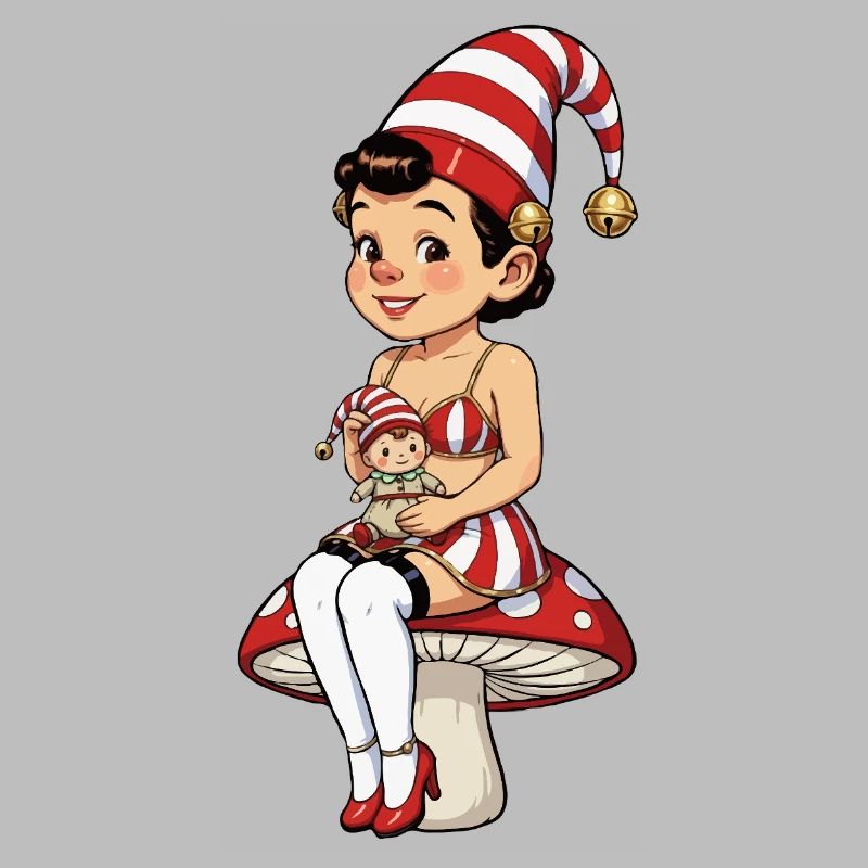 Fille lutin avec poupée bébé
