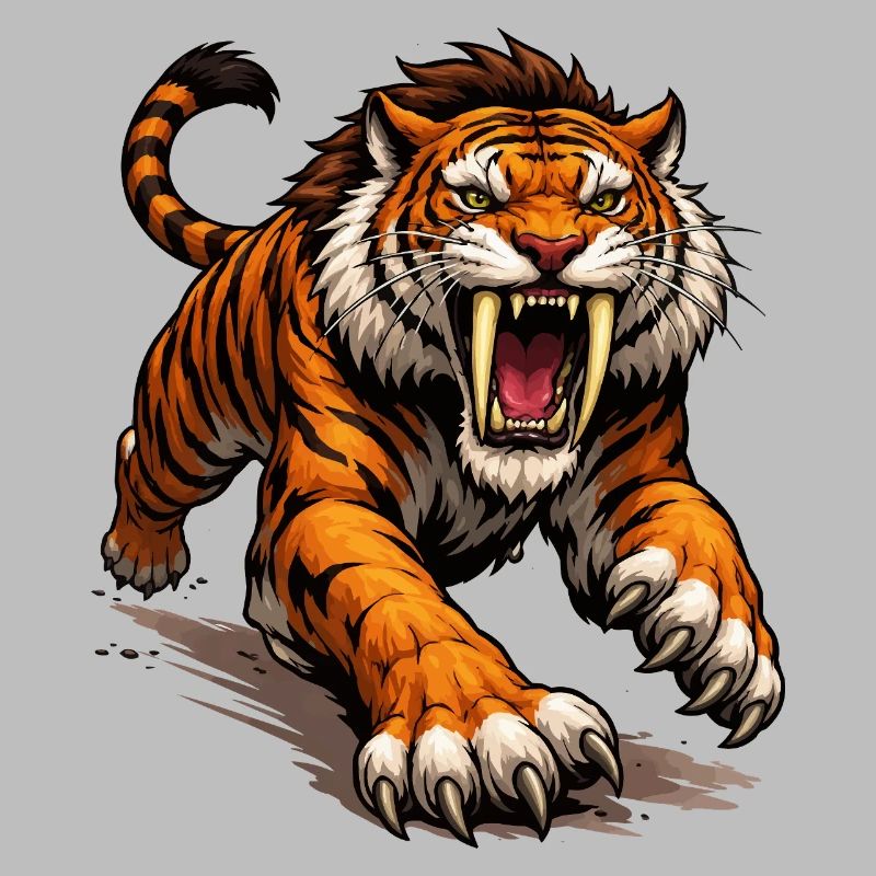 Comic Tiger Attack