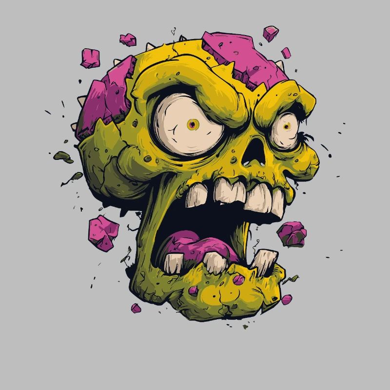 Explodierender Schädel – Comic Horror Motiv