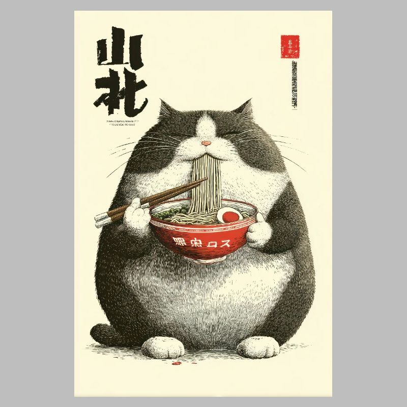 Chonky Cat Ramen Ukiyo-e
