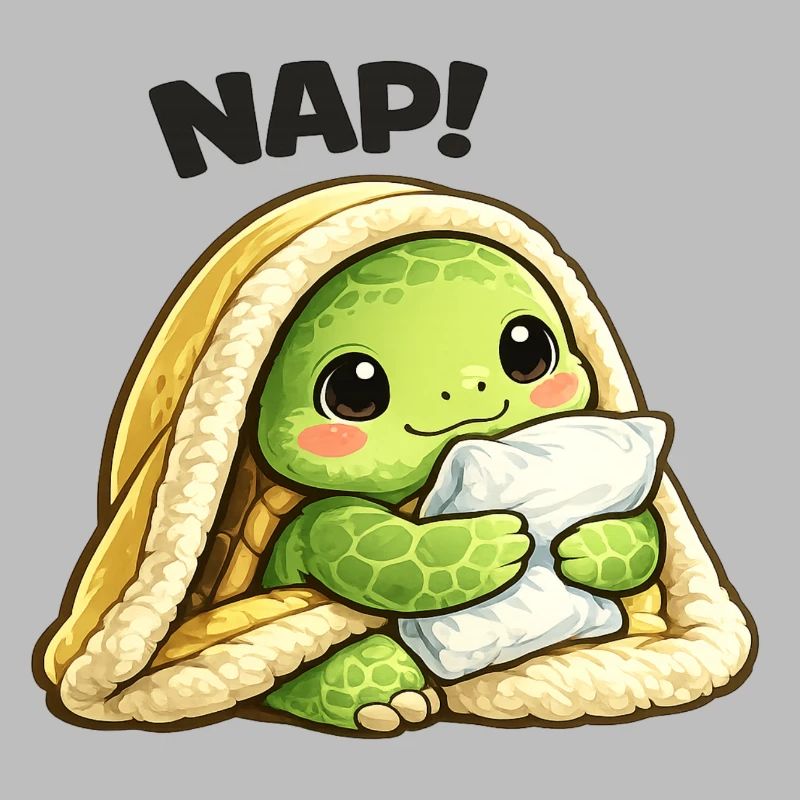 Cuddly turtle under blanket