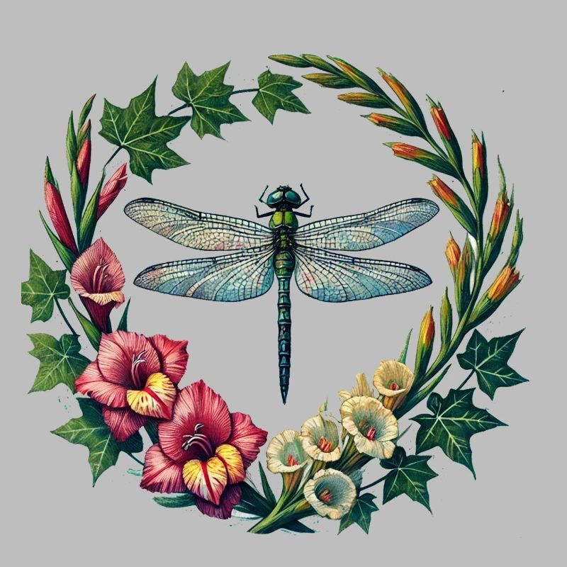 Dragonfly Floral Wreath Frame