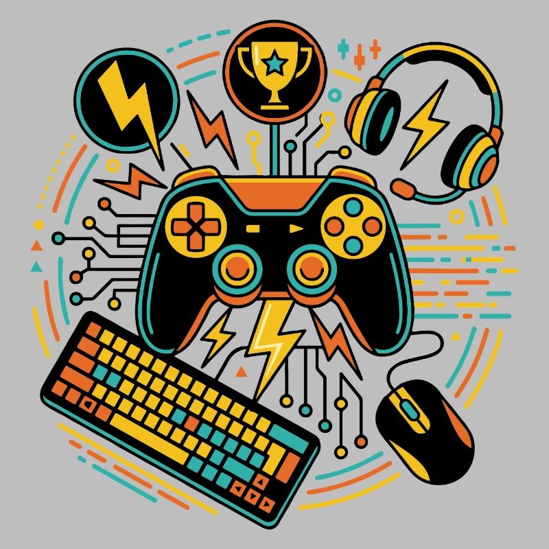 Neon Gaming Controller Motif