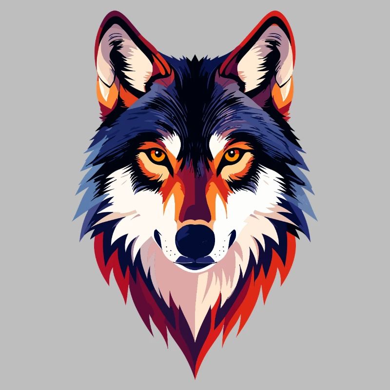 Colored Wolf Head Wolf Look Wolf Head Motif