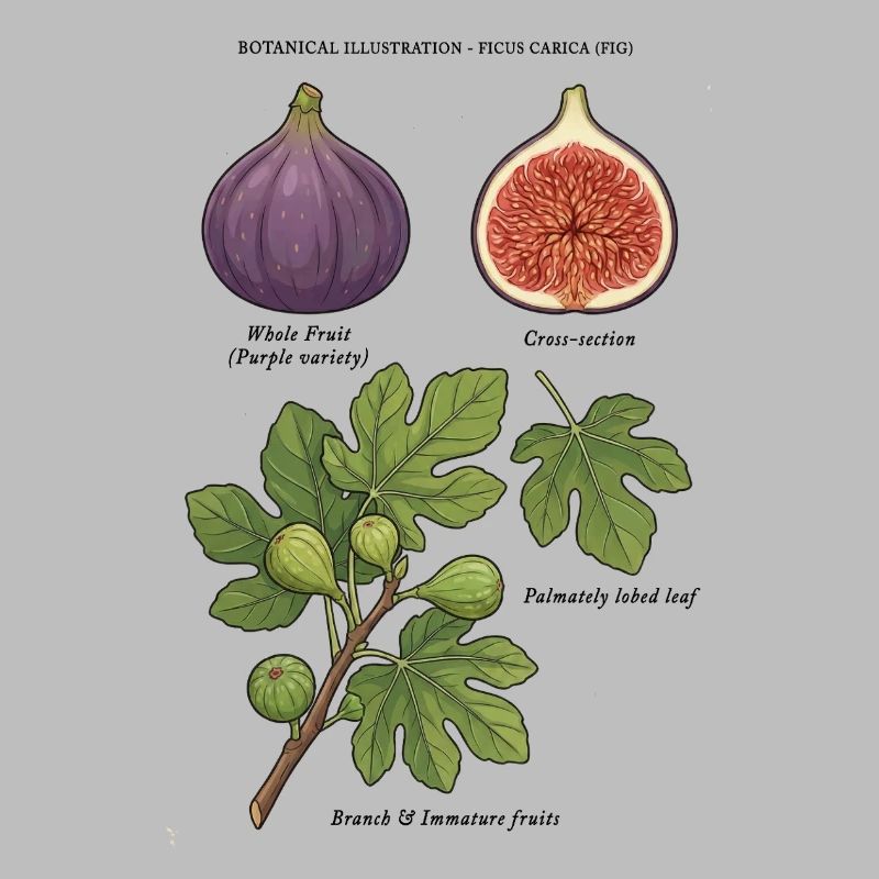 Fig Tree Botanical Study Ficus Carica