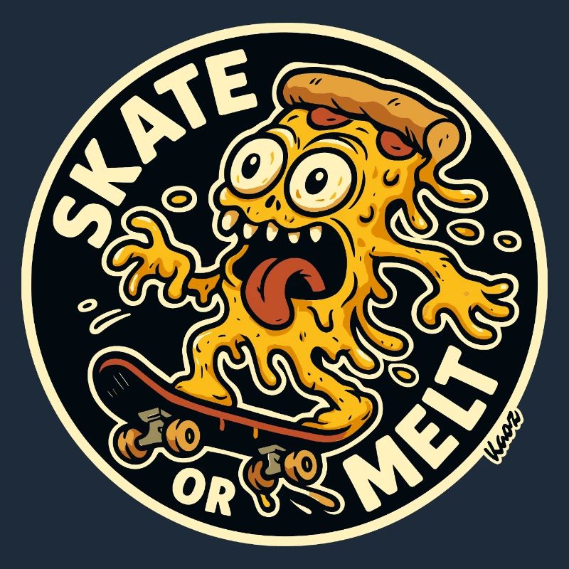 Skate oder Melt Käse Pizza Monster Skateboard