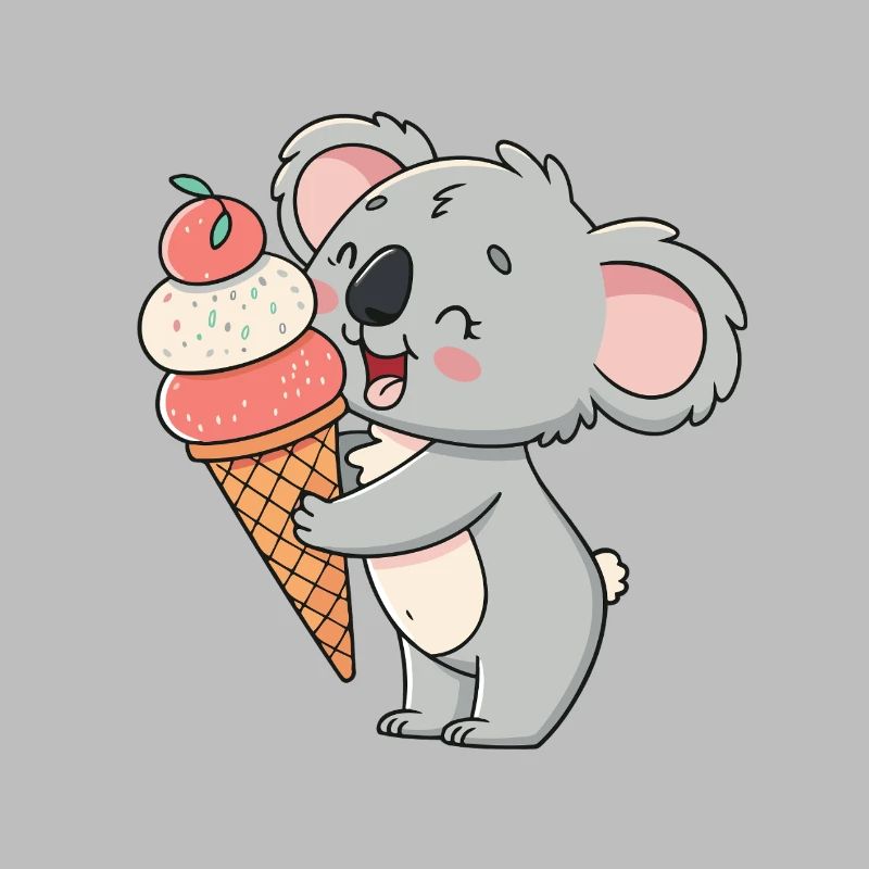 Koala gourmand et cornet de glace