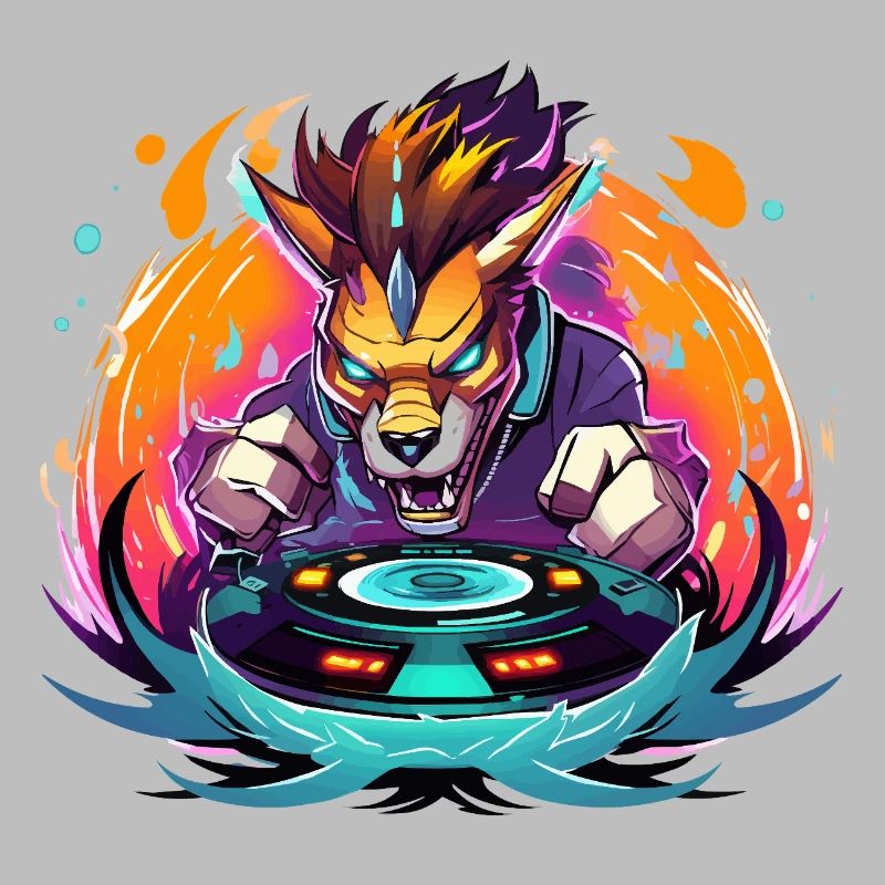 Wolf DJ Neon Fire