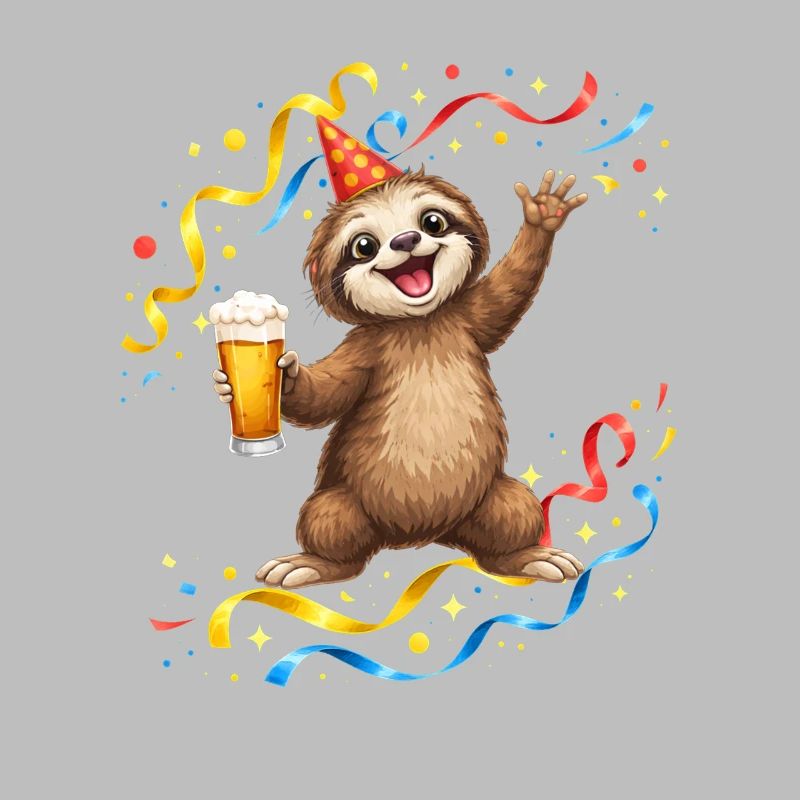 Faultier Party Feier mit Bier