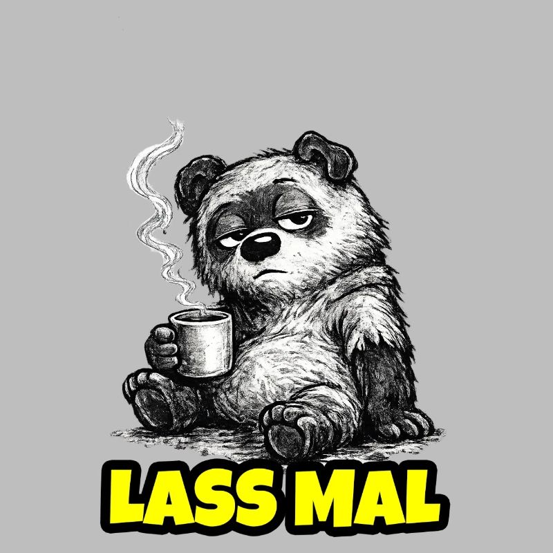 Lass mal. – Grumpy Bär mit Kaffee (Sketch)