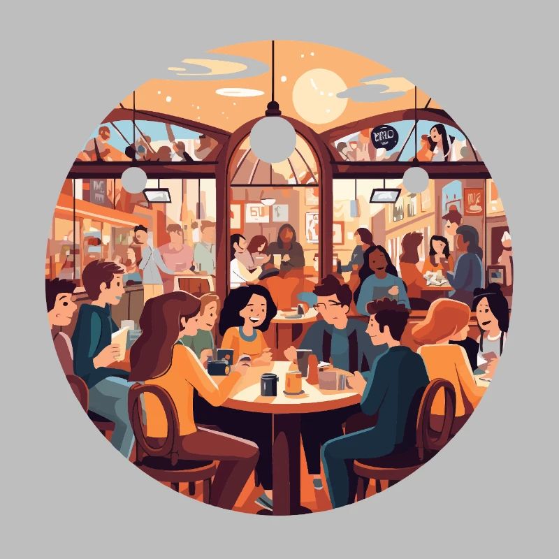 Cafe conversations in the evening light