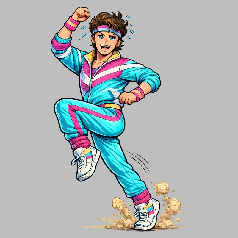 Energischer Retro-Aerobic-Mann