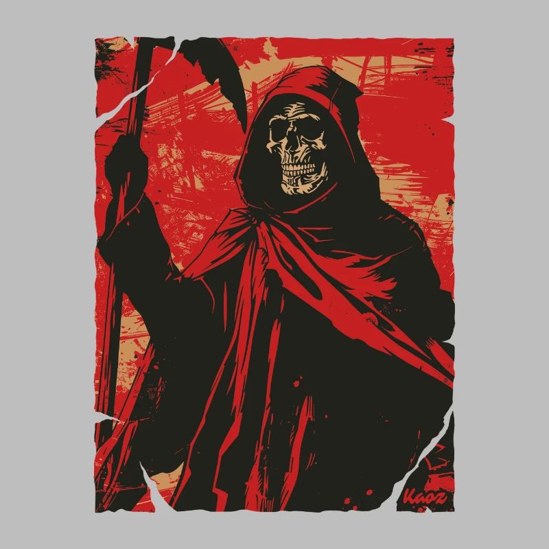 Red Shadow Grim Reaper Skull Skeleton