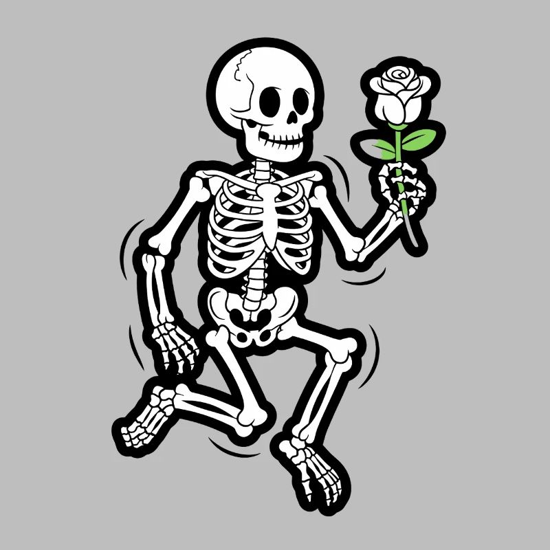 Dancing Skeleton with Rose Funny Halloween
