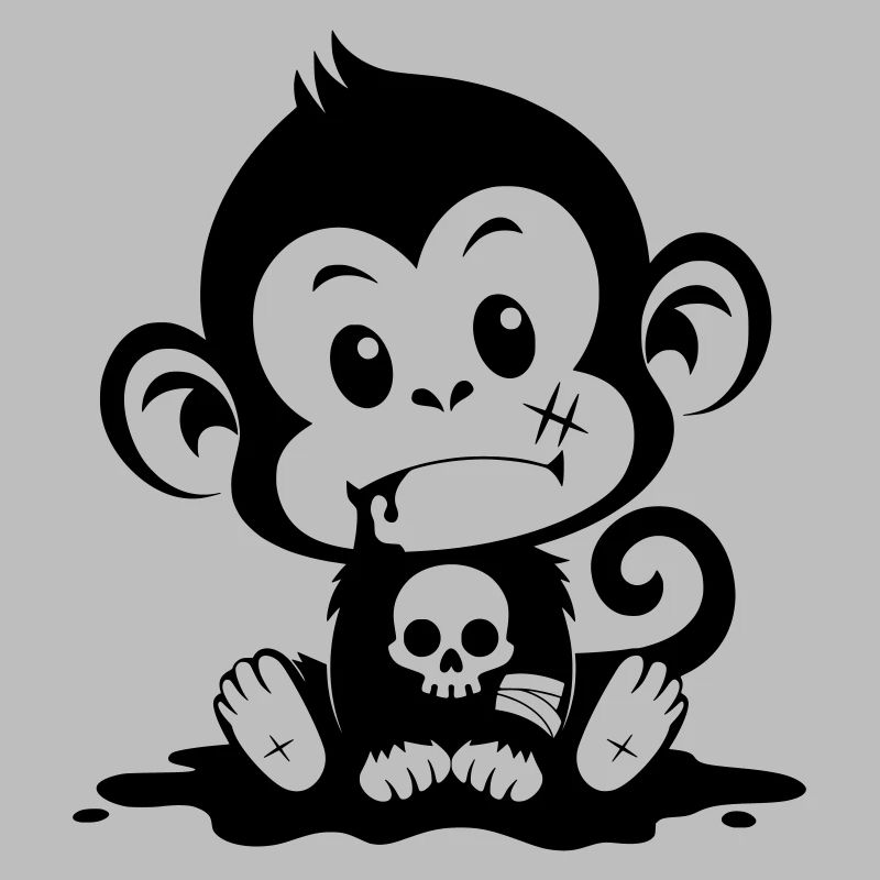 Cute monkey in creepy style