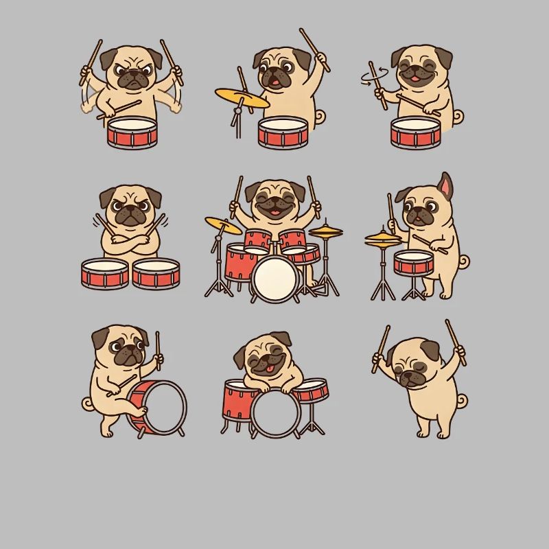 Pug Drummer Cartoon for Drummers