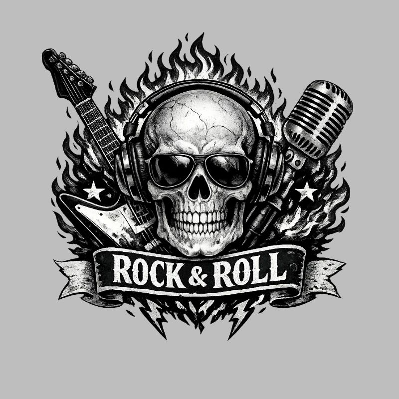 Jupe de crâne avec microphone et guitare