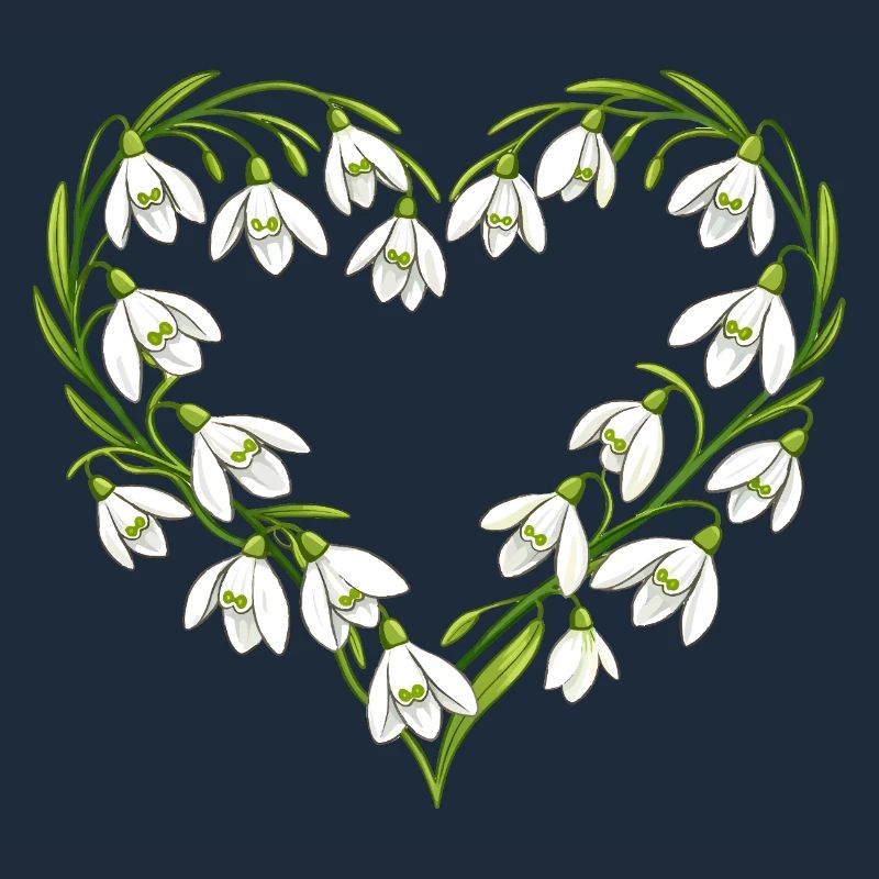 Schneeglöckchen Herzkranz Illustration