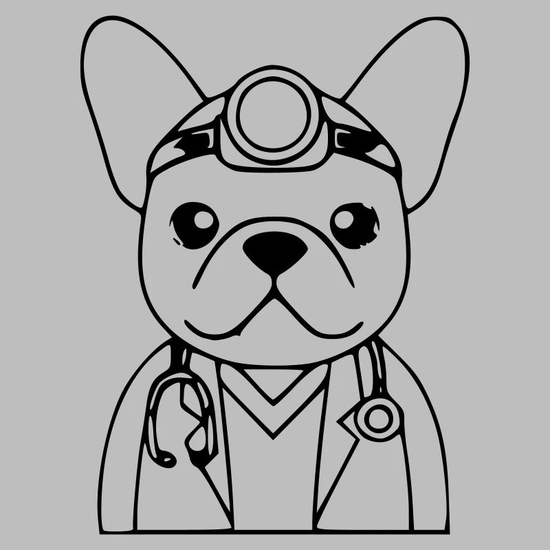 Frenchie Arzt Stethoskop Outline