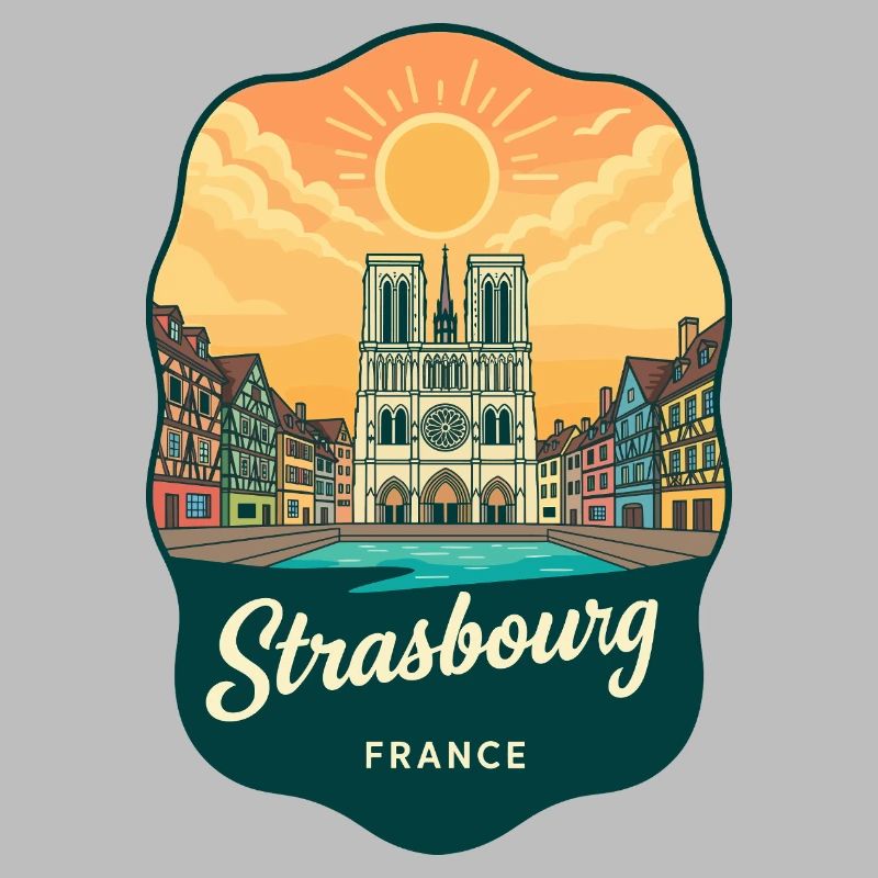 Straßburger Kathedral Retro-Sonnenuntergangsabzeichen