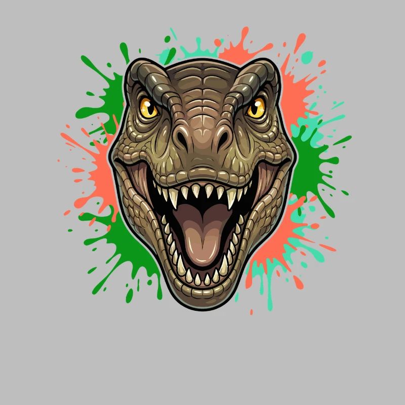 T-Rex Neon Paint Splatter Head