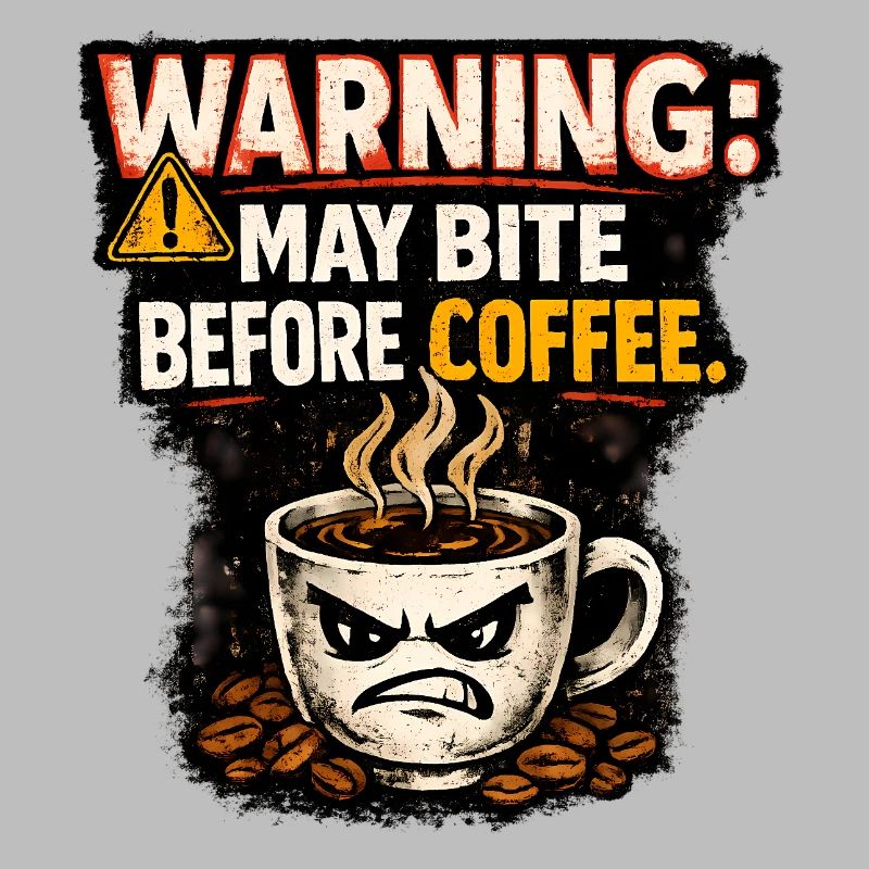 Warning May Bite Before Coffee Humor
