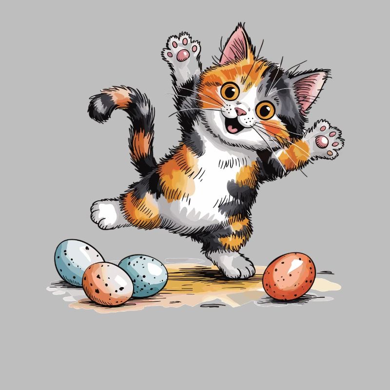 Cats Easter T-Shirt – Cat with Easter Eggs