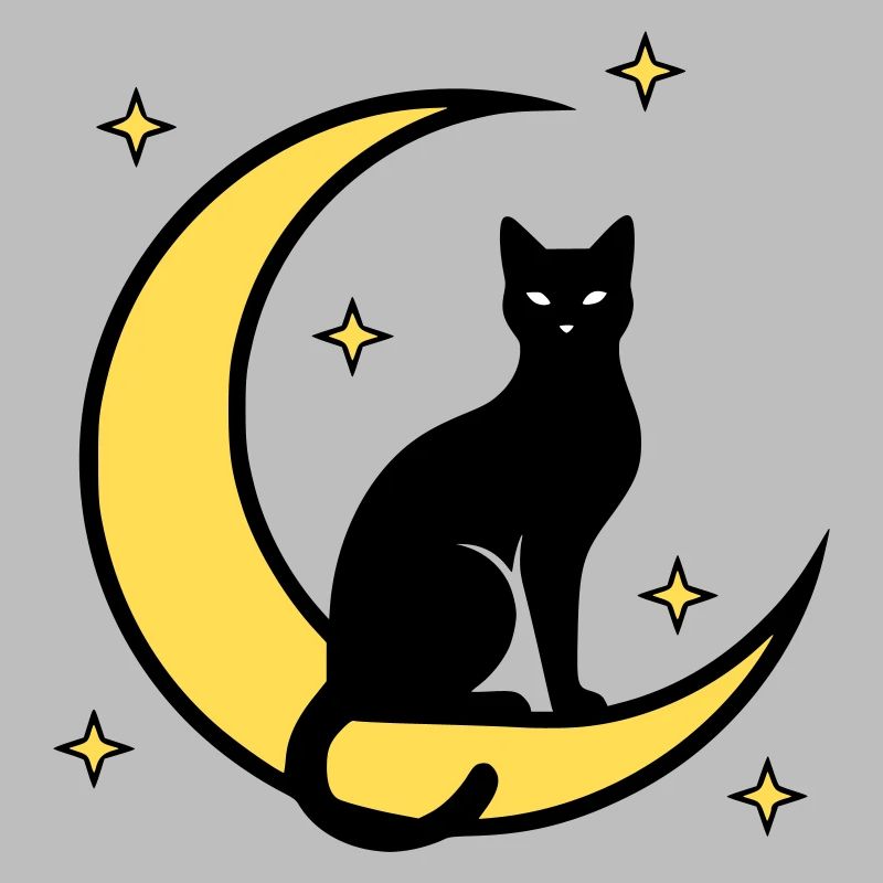 Cat Moon Stars Witchcraft