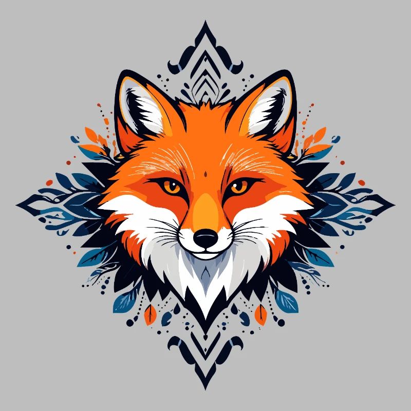 Orange Red Fox with Leaf Frame Ornaments