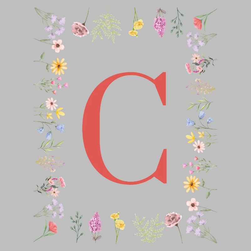 Florale Initialen "C", Buchstaben Monogramm 