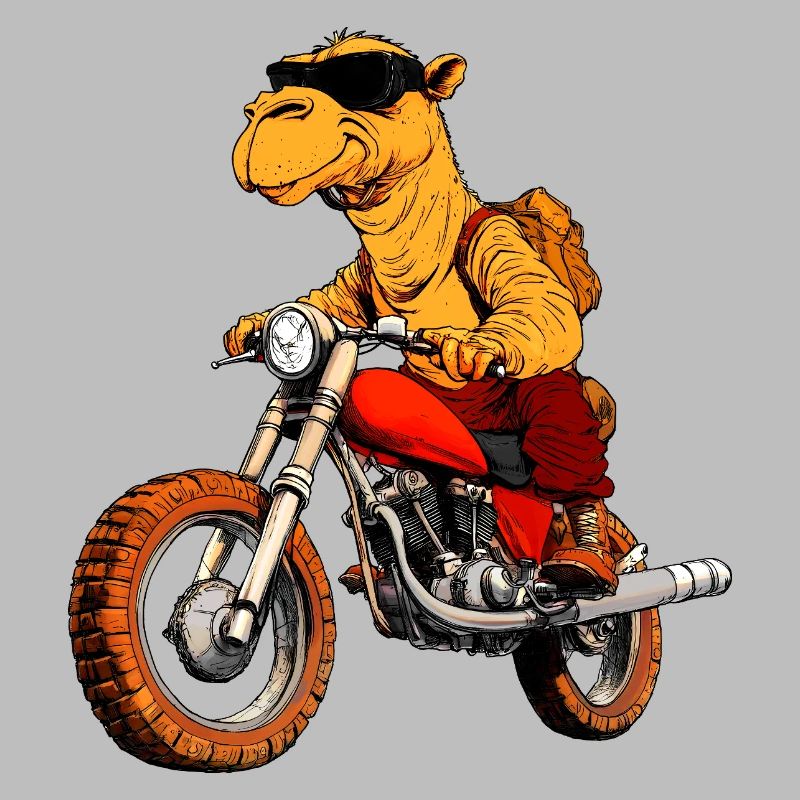 Kamel Motorradfahrer