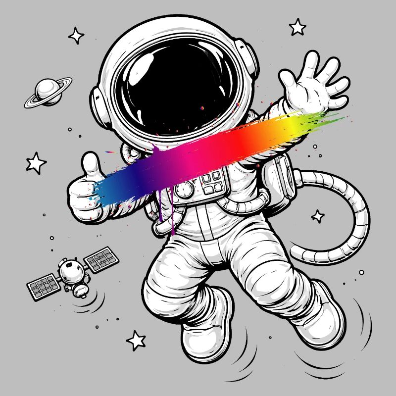 Astronaut Rainbow Splash Space Design