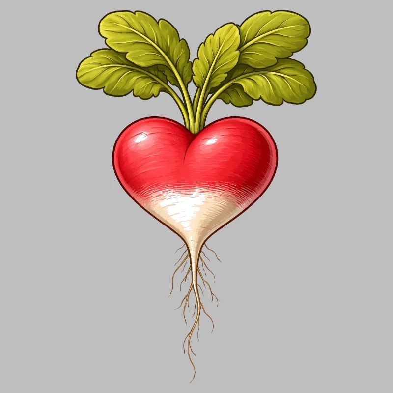 Radieschen Herzform Vintage Botanisch 