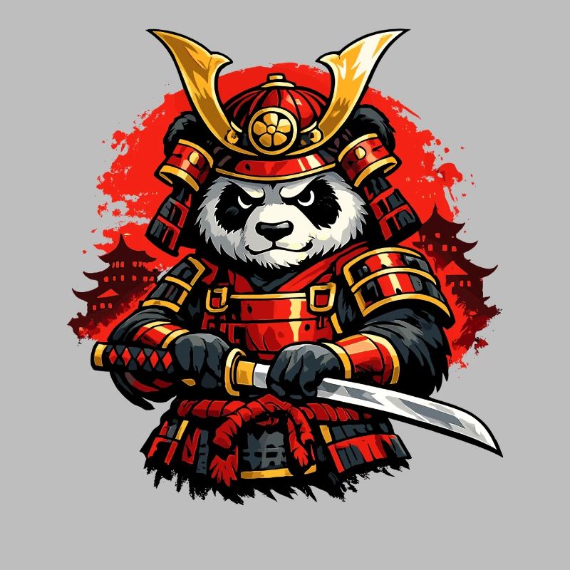 Samurai Panda mit Katana im japanischen Stil