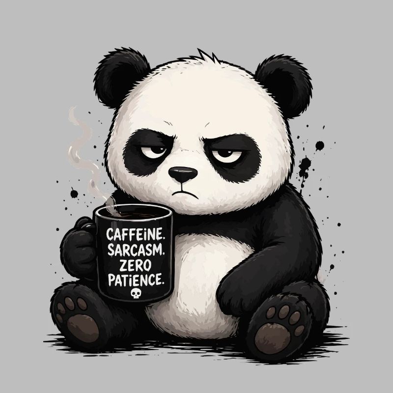 Coffee panda with sarcasm