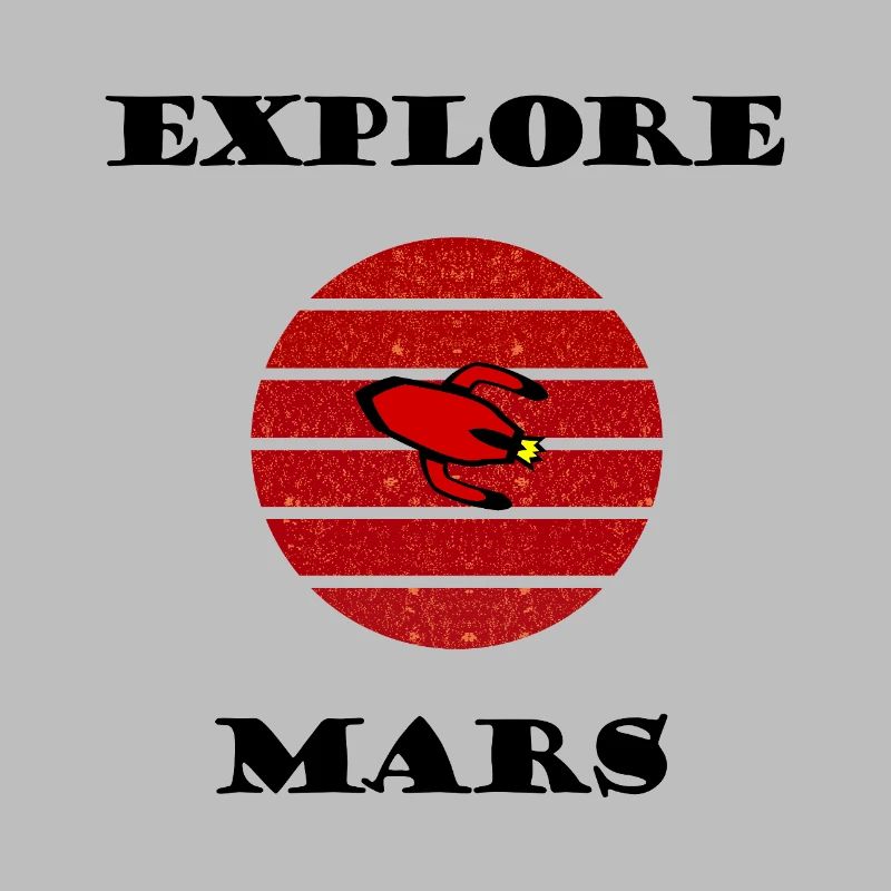 Fusée rétro dans le cercle rayé rouge