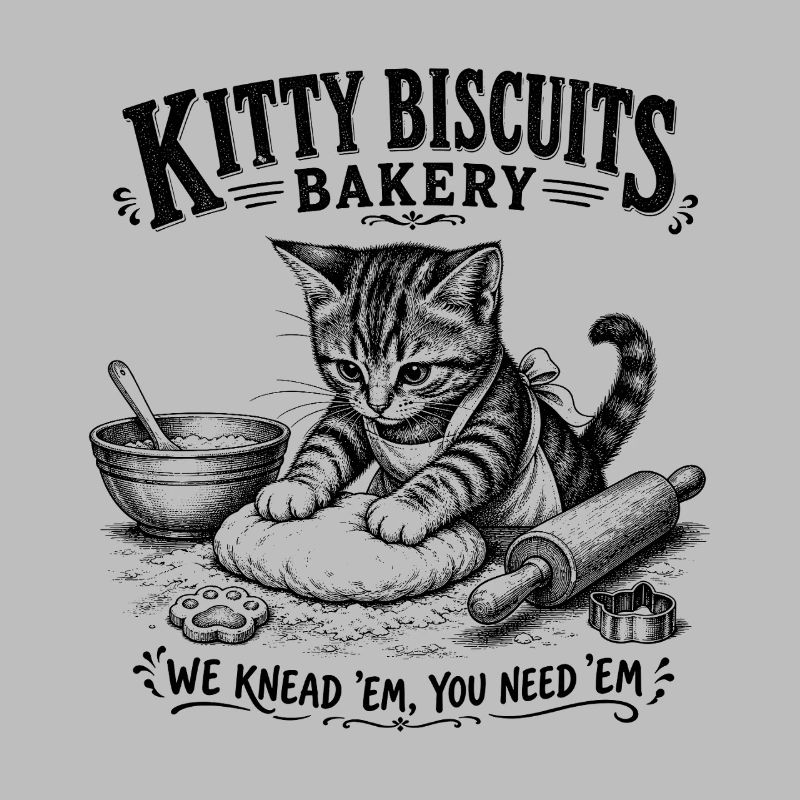 Kitty Biscuits Bakery Cat Baking Retro Vintage 