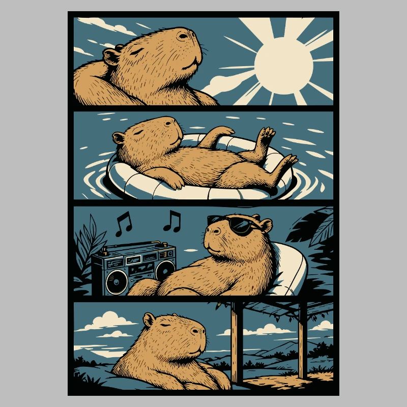 Chill Capybara Pool Vibes