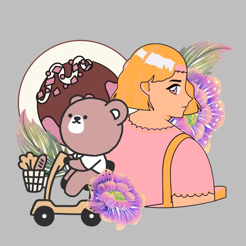 Kawaii Bear on Mobility Scooter & Sweets