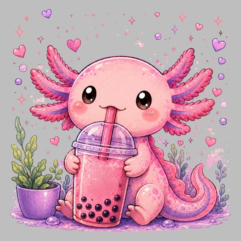 Pink Axolot with Bubble Tea