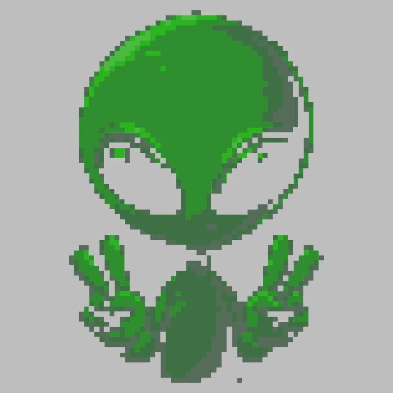 Pixel Alien Friedenszeichen