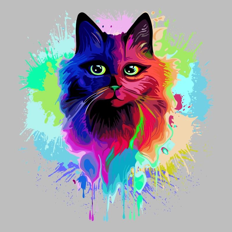 Cat Psychedelic Trippy Paint Splats