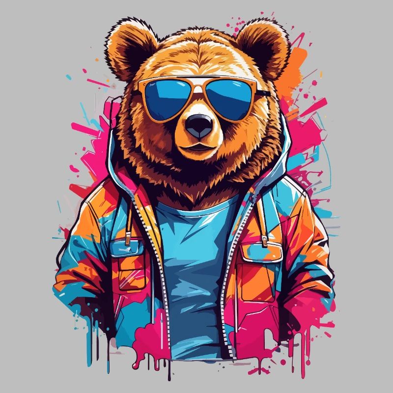 Ours néon dans un sweat à capuche coloré