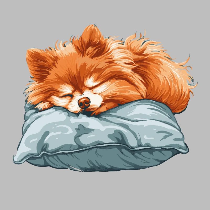 Sleeping Spitz on pillow