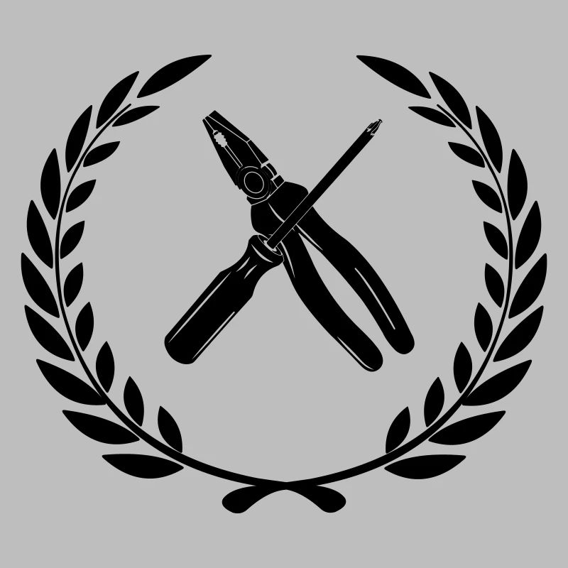 Tools for electrician in laurel wreath.