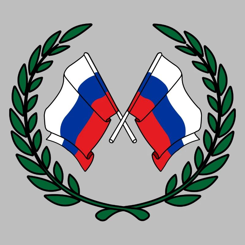 Drapeaux de la Russie en couronne de laurier