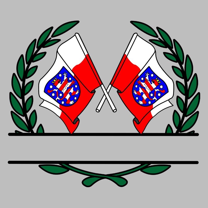 Drapeaux Thuringe couronne de laurier bannière