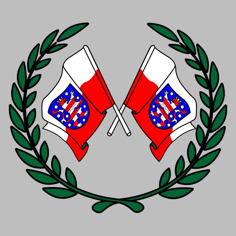 Drapeaux Thuringe couronne de laurier